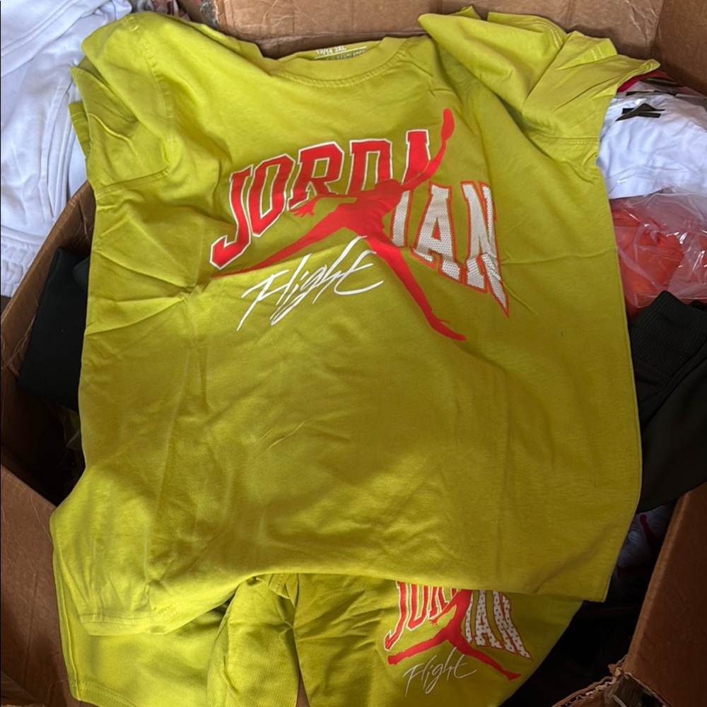 Jordan Flight Tee in Bright Yellow and Red